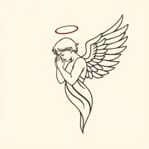 Minimal Color Angel Tattoo