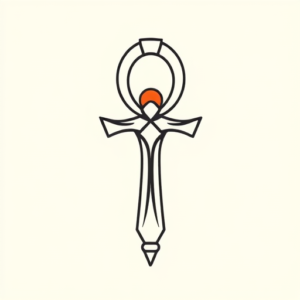 Minimal Color Ankh Tattoo