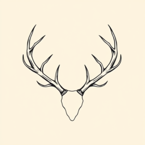 Minimal Color Antler Tattoo