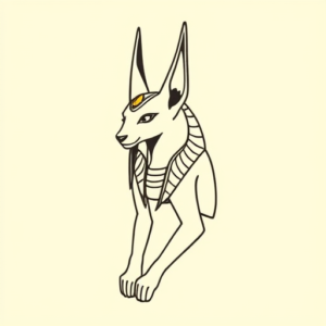 Minimal Color Anubis Tattoo