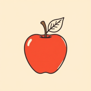 Minimal Color Apple Tattoo