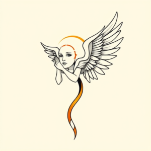 Minimal Color Archangel Tattoo