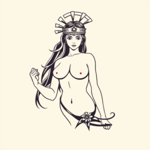 Minimal Color Artemis Tattoo