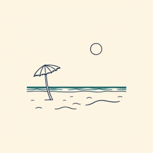 Minimal Color Beach Tattoo
