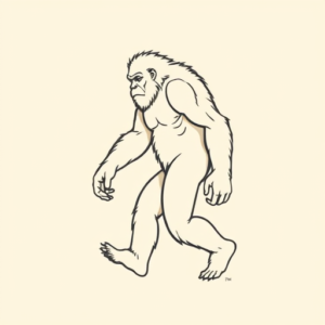 Minimal Color Bigfoot Tattoo