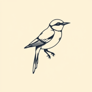 Minimal Color Bird Tattoo