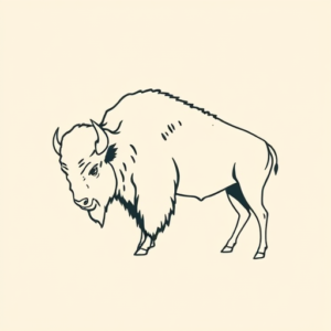 Minimal Color Bison Tattoo