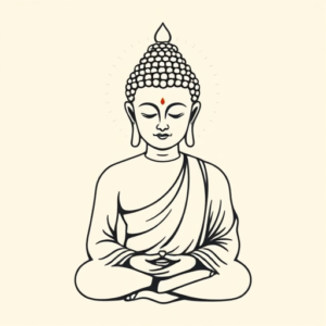 Minimal Color Buddha Tattoo