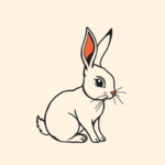 Minimal Color Bunny Tattoo