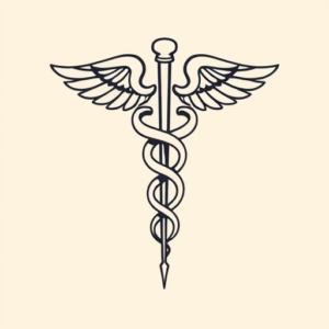Minimal Color Caduceus Tattoo