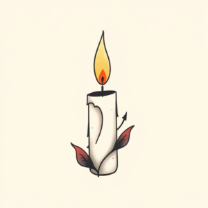 Minimal Color Candle Tattoo