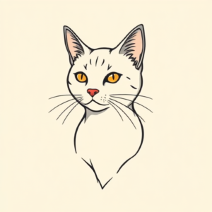 Minimal Color Cat Tattoo