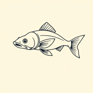 Minimal Color Catfish Tattoo