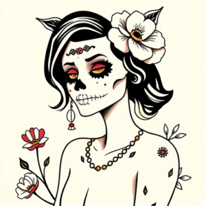 Minimal Color Catrina Tattoo