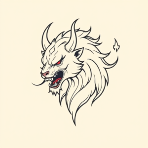 Minimal Color Cerberus Tattoo
