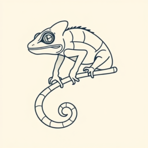 Minimal Color Chameleon Tattoo