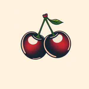 Minimal Color Cherry Tattoo