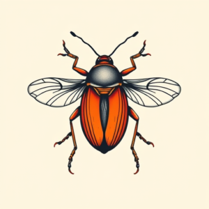 Minimal Color Cicada Tattoo