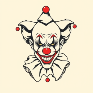 Minimal Color Clown Tattoo