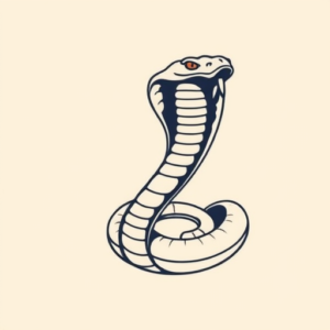 Minimal Color Cobra Tattoo