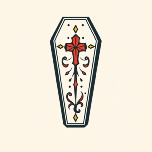 Minimal Color Coffin Tattoo