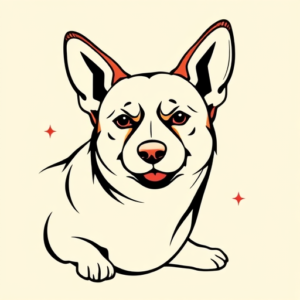 Minimal Color Corgi Tattoo