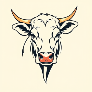 Minimal Color Cow Tattoo