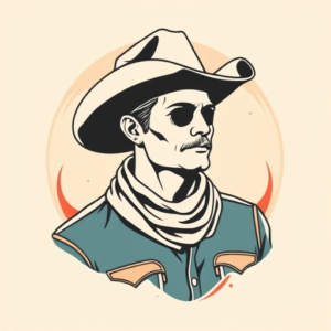 Minimal Color Cowboy Tattoo