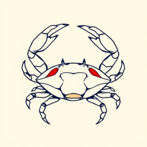 Minimal Color Crab Tattoo