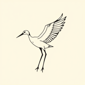 Minimal Color Crane Tattoo