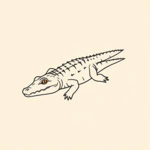 Minimal Color Crocodile Tattoo