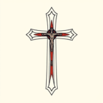 Minimal Color Cross Tattoo