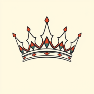 Minimal Color Crown Tattoo