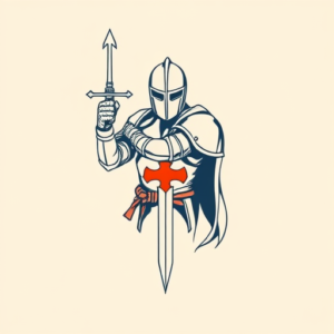 Minimal Color Crusader Tattoo