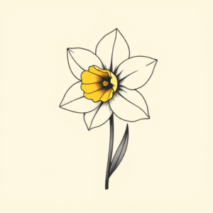 Minimal Color Daffodil Tattoo