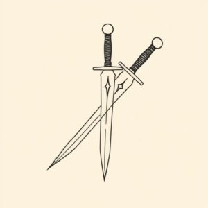 Minimal Color Dagger Tattoo