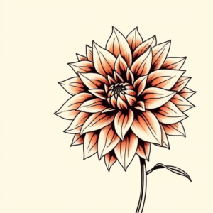 Minimal Color Dahlia Tattoo