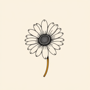 Minimal Color Daisy Tattoo