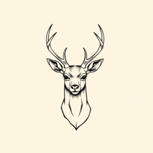Minimal Color Deer Tattoo