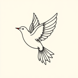 Minimal Color Dove Tattoo