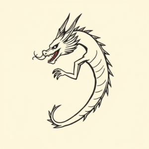 Minimal Color Dragon Tattoo