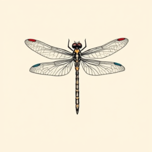 Minimal Color Dragonfly Tattoo
