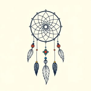 Minimal Color Dreamcatcher Tattoo