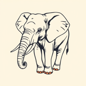 Minimal Color Elephant Tattoo