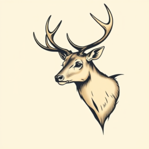 Minimal Color Elk Tattoo