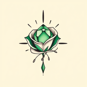 Minimal Color Emerald Tattoo