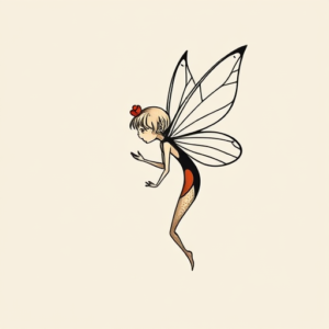Minimal Color Fairy Tattoo
