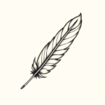 Minimal Color Feather Tattoo