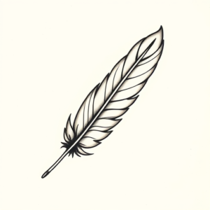 Minimal Color Feather Tattoo