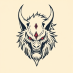 Minimal Color Fenrir Tattoo